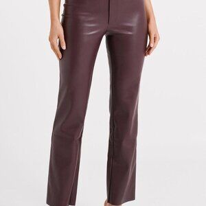 MESHKI Faux Leather Straight Leg Pant - Dark Chocolate Small